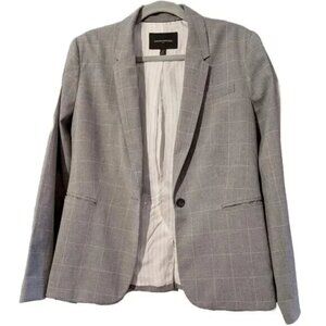 Women's Banana Republic Long & Lean Gray Windowpane Blazer - Sz 12P